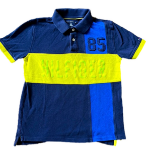 Tommy Hilfiger Boys Logo short sleeved polo T shirt Blue Yellow Size L (12-14)